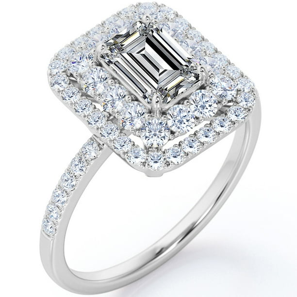 Details about   Best 2.CT Emerald Cut Near White Moissanite 14k White Gold Fn Engagement Ring